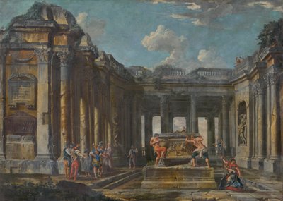 Scene from Roman History in Antique Ruins by Unbekannt
