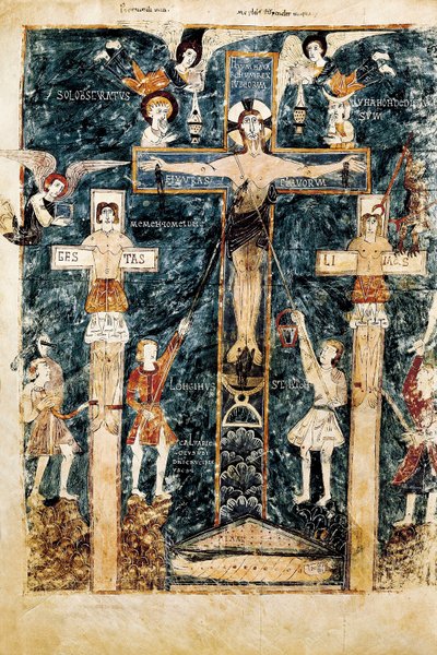 Scene of the Crucifixion, miniature, 976 by Unbekannt