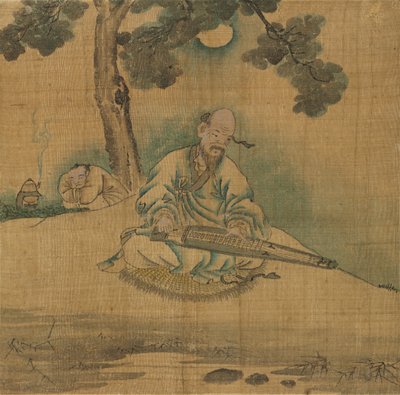 Scholar Playing a Qin by Unbekannt