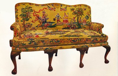 Settee Covered with Period Chinoiserie Embroidery, c1710 by Unbekannt