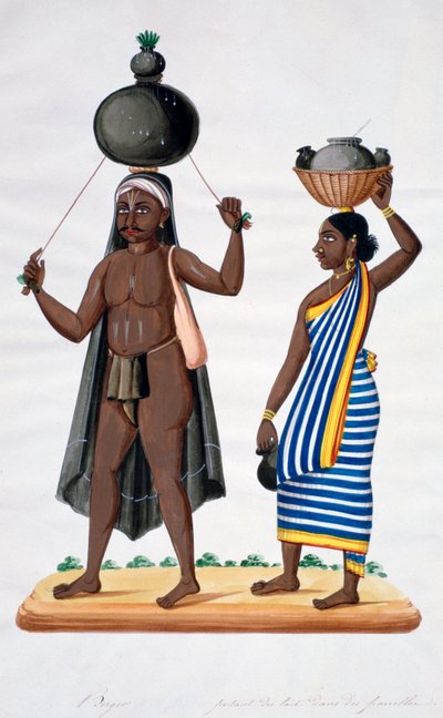 Shepherd and His Wife Carrying Milk, India by Unbekannt