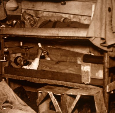 Soldiers in Wooden Bunks by Unbekannt