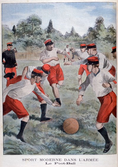 Soldiers of the French army playing football, 1902 by Unbekannt