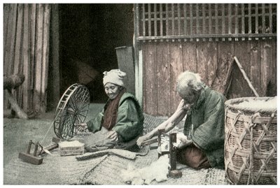 Spinning cotton, Japan by Unbekannt