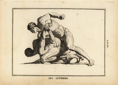 Statue of two naked male wrestlers by Unbekannt