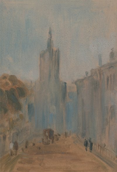 Street with Church and Figures by Unbekannt