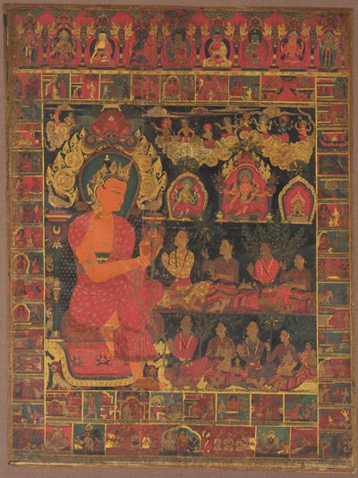 Thangka with Bejeweled Buddha Preaching, 1648 by Unbekannt