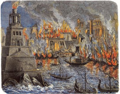 The Burning of the Library of Alexandria by Unbekannt