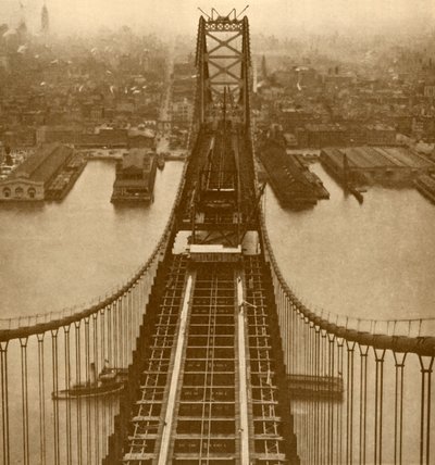 The Delaware River Suspension Bridge, c1930 by Unbekannt