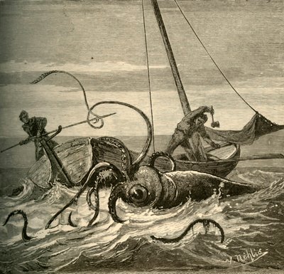 The Fishermen Battle with the Giant Squid, 1881 by Unbekannt