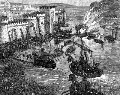 The Viking attack on Paris, 885 by Unbekannt