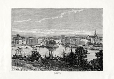 The harbour at Bayonne, France by Unbekannt