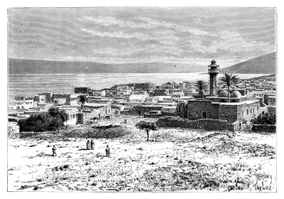 The Lake and City of Tiberias, Israel by Unbekannt