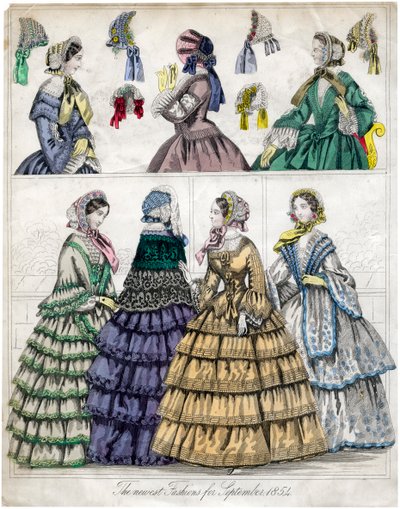 The Newest Fashion for September, 1854 by Unbekannt