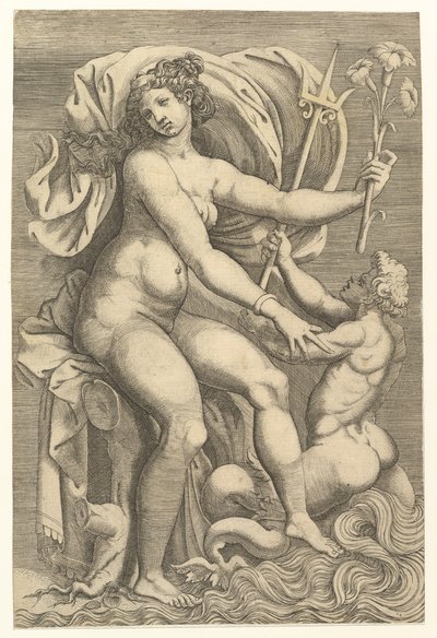 Thetis Seated with a Triton, 16th century by Unbekannt