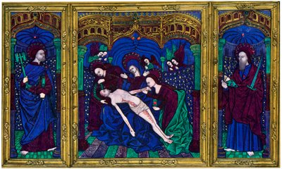 Triptych, champlevé enamel on copper by Unbekannt