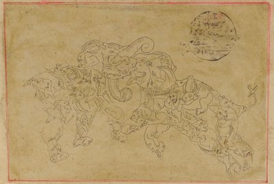 Two Composite Elephants, Fighting, 18th century by Unbekannt