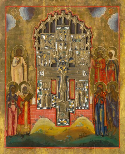 Crucifixion - Icon with Holy Figures by Unbekannt
