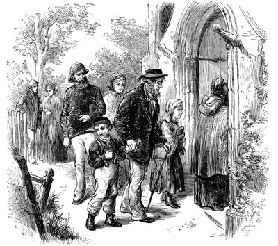 Villagers Going to Church on Sunday, London, 1872 by Unbekannt