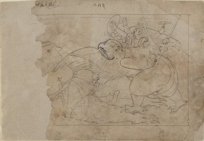 Vishnu on Garuda Slaying a Demon by Unbekannt