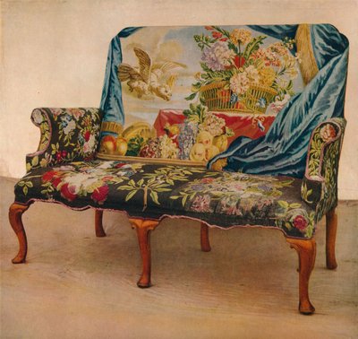 Walnut Settee with Soho Tapestry, c. 1730, 1929 by Unbekannt