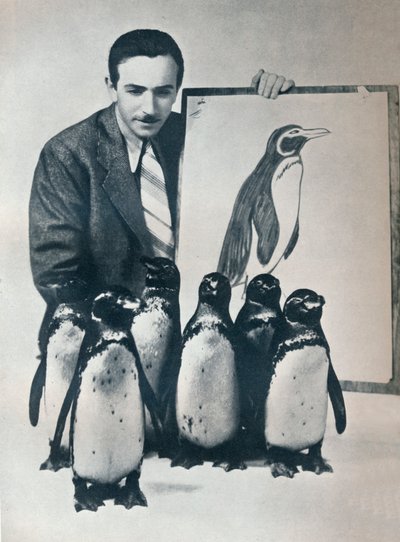 Walt Disney with penguins, 1934-1935 by Unbekannt