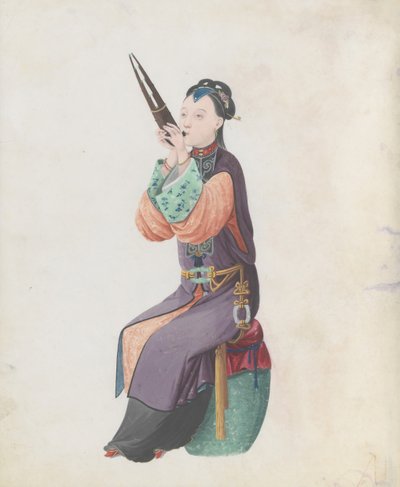 Watercolour of musician playing sheng, late 18th century by Unbekannt