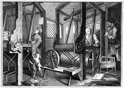Weaving at Spitalfields, London, 1747 by Unbekannt