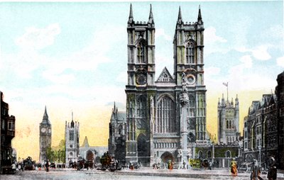 Westminster Abbey and Big Ben, London by Unbekannt