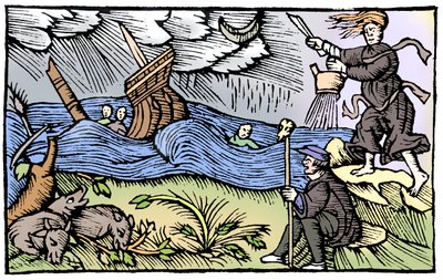 Witch raising a storm, 1562 by Unbekannt