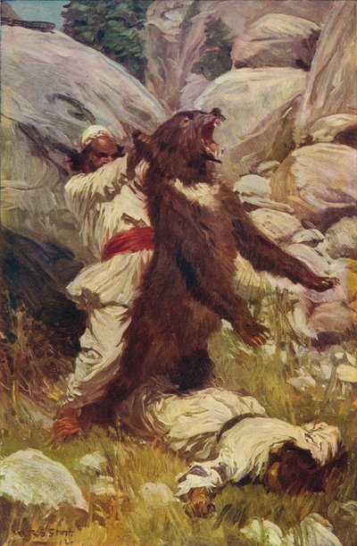 Wrestling with a Bear, c1912 by Unbekannt