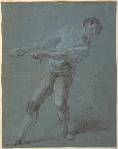Young Man Pulling a Rope by Unbekannt