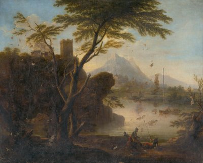 Bay with Castle and Figures by Unbekannt