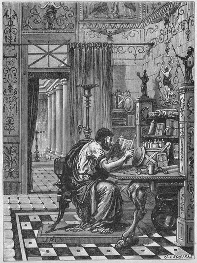 A Roman in His Library, c.1880 (engraving) by Unbekannter Künstler