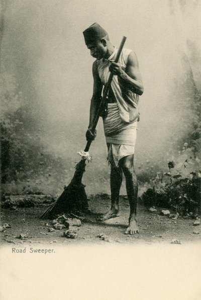 An Indian road sweeper by Unbekannter Künstler