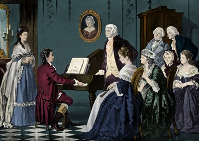 Beethoven playing at Wolfgang Amadeus Mozart