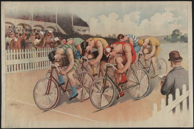 Bicycle race scene by Unbekannter Künstler