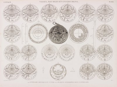 Copper Kufic Astrolabe and Astrolabe Plates by Unbekannt
