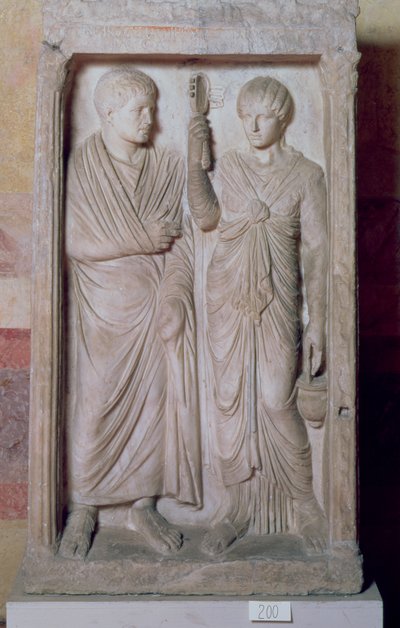 Funeral statue with married couple, Greek by Unbekannt