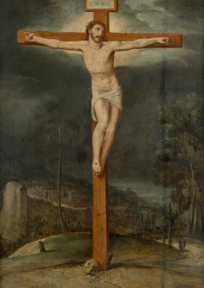 Crucified Christ in Landscape by Unbekannter Künstler
