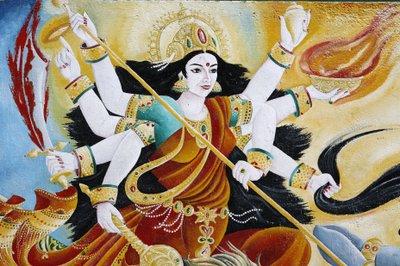Goddess Durga defeating evil, Kathmandu, Nepal by Unbekannt