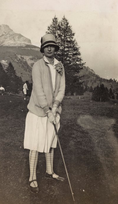 Golfer at Lake Carezza by Unbekannter Künstler