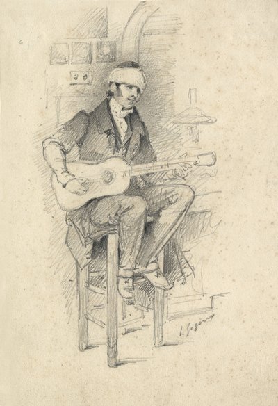 Injured Young Guitar Player, France, c.1830 by Unbekannter Künstler