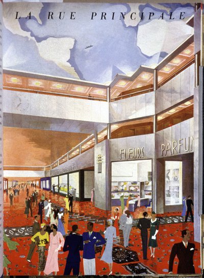 Main street on Liner "Atlantique" by Unbekannter Künstler