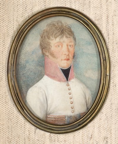 Officer in White Coat with Pink Standing Collar by Unbekannter Künstler
