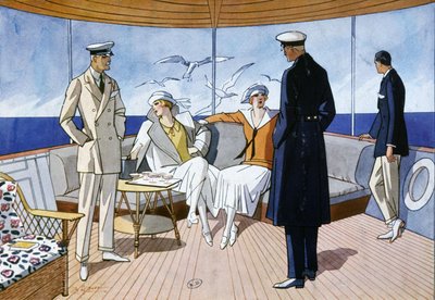 On a Yacht, c. 1925 by Unbekannter Künstler