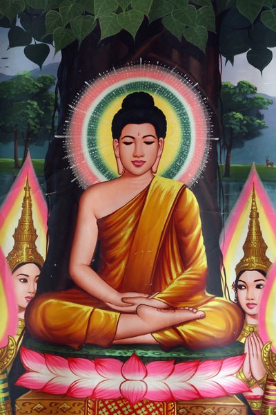 Painting depicting Buddha meditating, Udong, Cambodia by Unbekannt