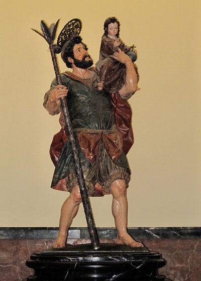 Saint Christopher - Polychrome statue, Baroque art by Unbekannter Künstler