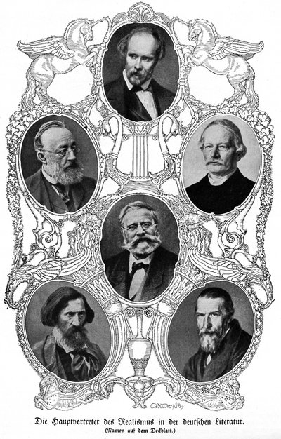 Six famous German realist writers by Unbekannter Künstler