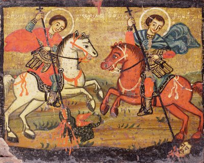 St. George and St. Demetrios, Greek by Unbekannter Künstler